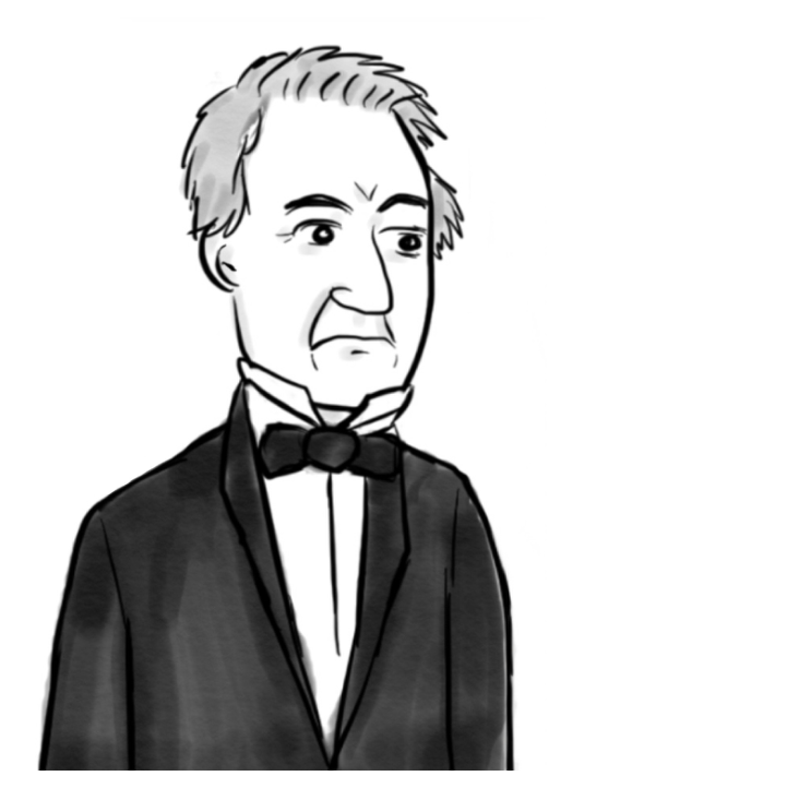Charles Babbage wears a dark coat and bow tie.