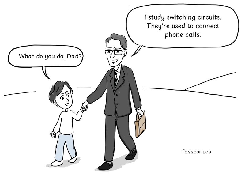 Young Dennis walks beside his father, who carries a briefcase.