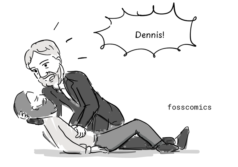 A dramatized scene of a colleague finding Ritchie at home.