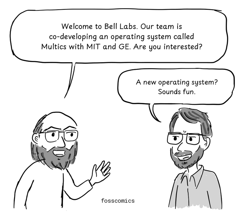A colleague introduces the operating system the team is developing.