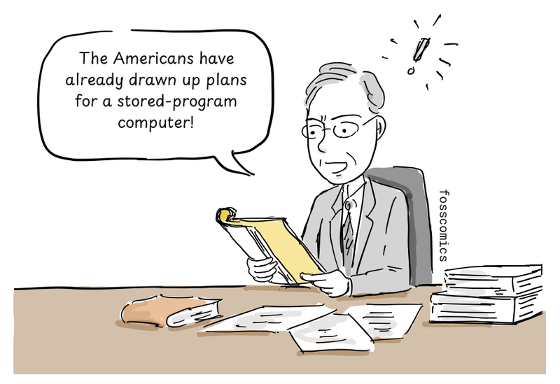 An NPL official reads a report at a desk piled with documents.