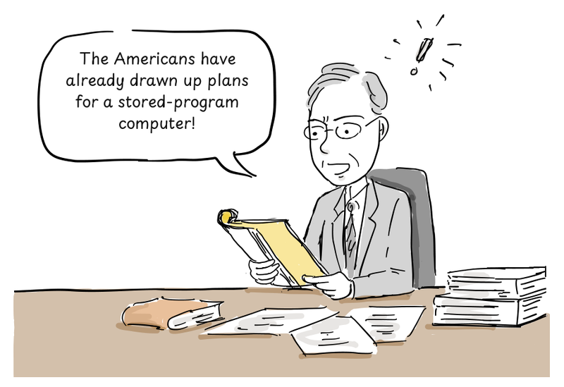 An NPL official reads a report at a desk piled with documents.
