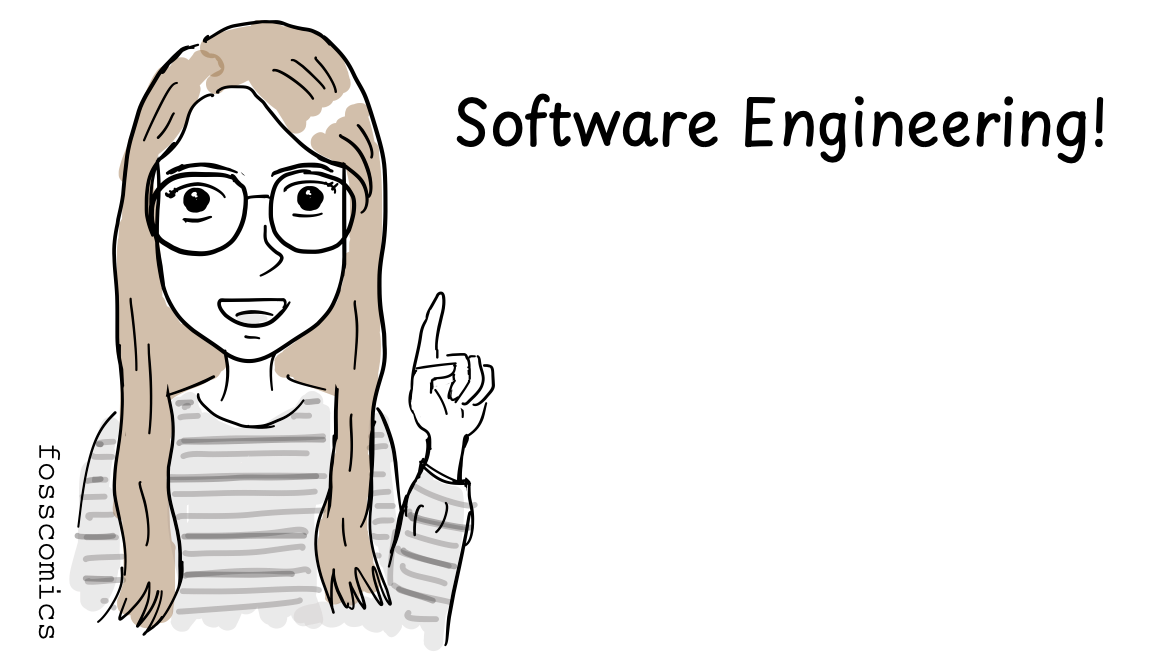 Margaret Hamilton is speaking and the words 'software engineering' appear in a speech bubble.