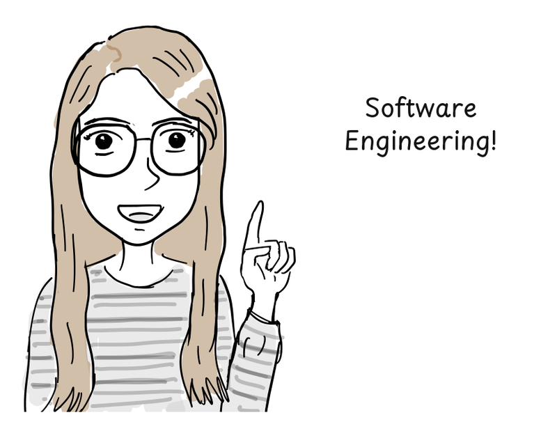 Margaret Hamilton raises one finger to emphasize a new name for the field.