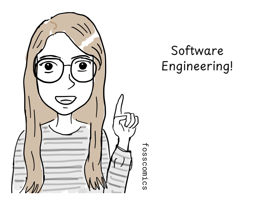 Margaret Hamilton raises one finger to emphasize a new name for the field.